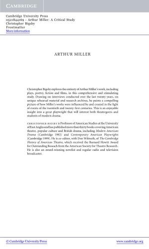Arthur Miller: a Critical Study Christopher Bigsby Frontmatter More Information