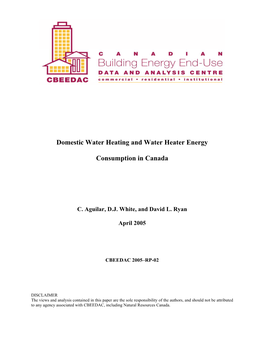 Domestic Water Heating and Water Heater Energy Consumption In
