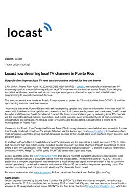 Locast Now Streaming Local TV Channels in Puerto Rico