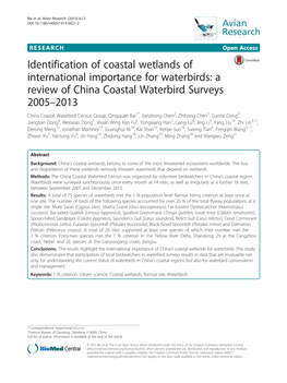 A Review of China Coastal Waterbird Surveys 2005