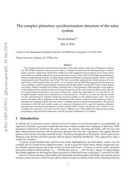 The Complex Planetary Synchronization Structure of the Solar System