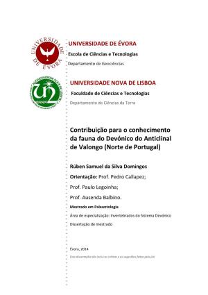 Contribuição Para O Conhecimento Da Fauna Do Devónico Do Anticlinal De Valongo (Norte De Portugal)
