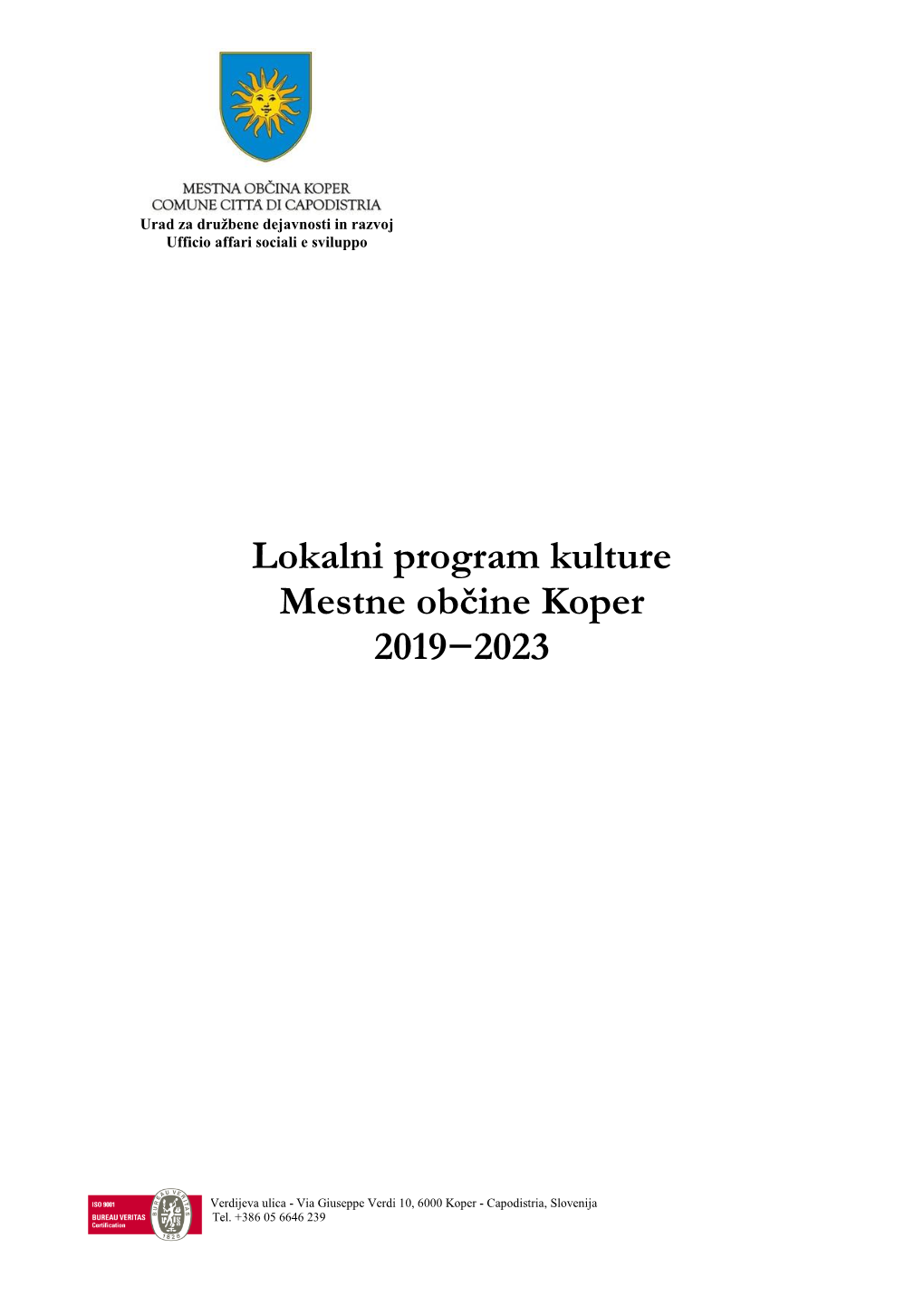 Lokalni Program Kulture Mestne Občine Koper 2019−2023