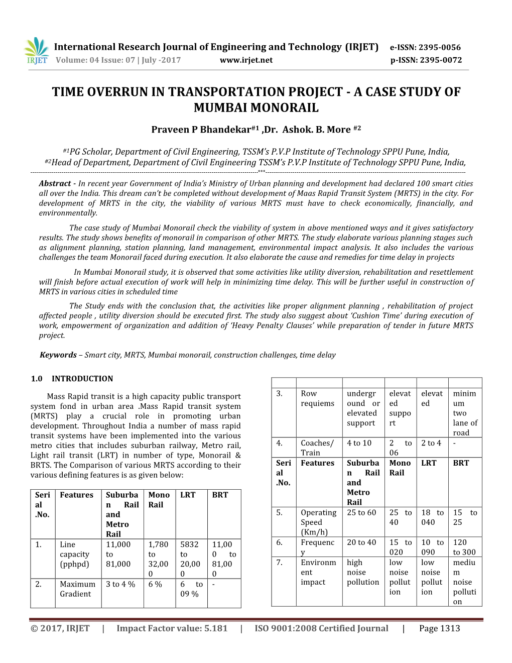 A Case Study of Mumbai Monorail