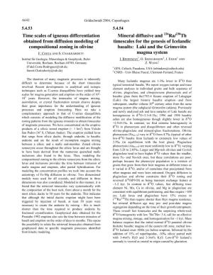 Time Scales of Igneous Differentiation Obtained from Diffusion Modeling Of