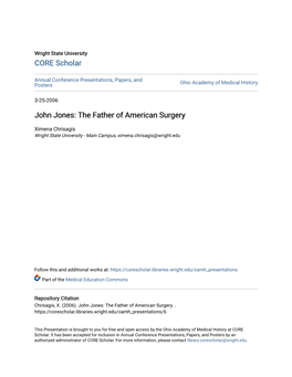 John Jones: the Father of American Surgery
