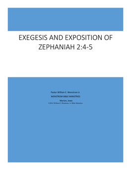 Exegesis and Exposition of Zephaniah 2:4-5