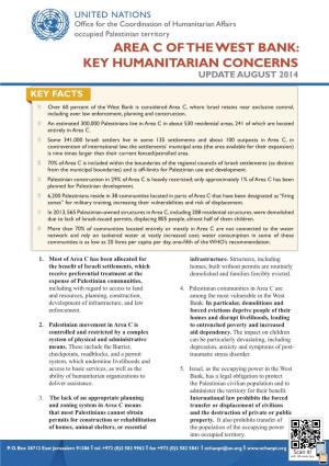 Area C of the West Bank: Key Humanitarian Concerns Update August 2014