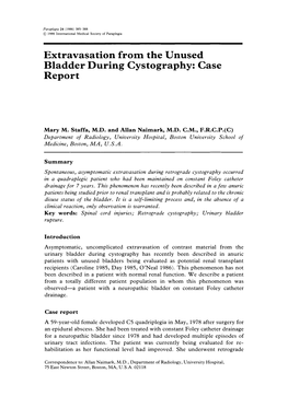 Extravasation from the Unused Bladder During Cystography