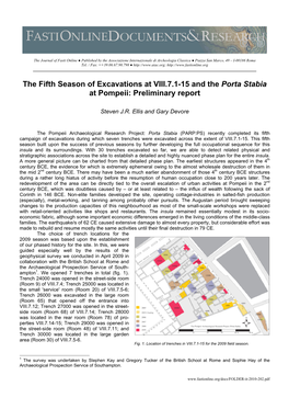 The Fifth Season of Excavations at VIII.7.1-15 and the Porta Stabia at Pompeii: Preliminary Report