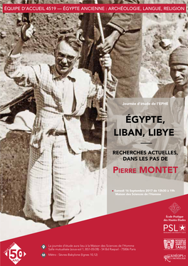 Égypte, Liban, Libye — Recherches Actuelles, Dans Les Pas De Pierre Montet