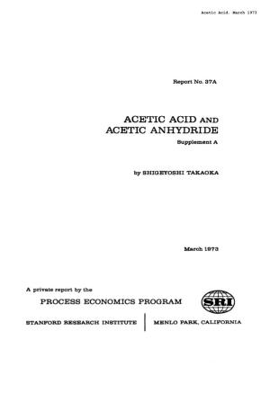 ACETIC ACID and ACETIC ANHYDRIDE Supplement A
