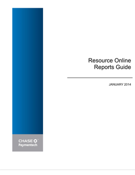 Resource Online Reports User Guide