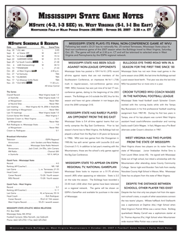 Mississippi State Game Notes