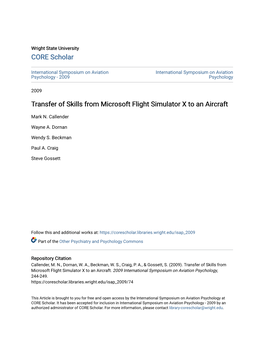 Transfer of Skills from Microsoft Flight Simulator X to an Aircraft
