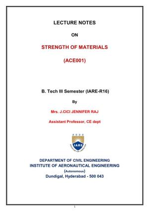 Lecture Notes Strength of Materials (Ace001)