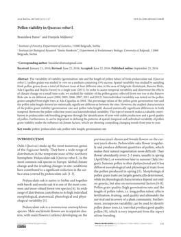 Pollen Viability in Quercus Robur L