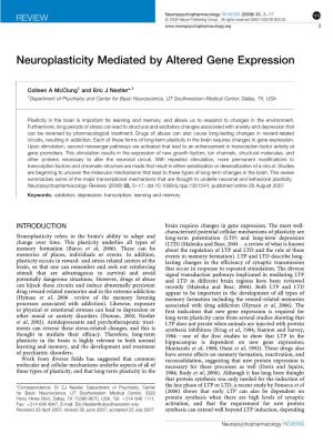 Neuroplasticity Mediated by Altered Gene Expression