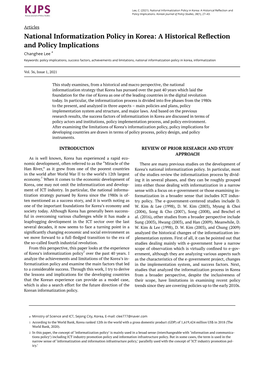 National Informatization Policy in Korea: a Historical Reflection and Policy Implications