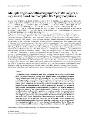 Vitis Vinifera L. Ssp. Sativa) Based on Chloroplast DNA Polymorphisms