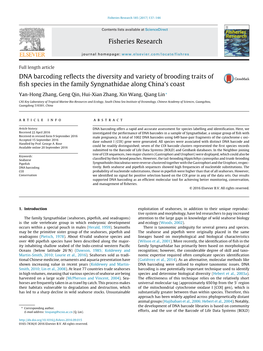 DNA Barcoding Reflects the Diversity and Variety of Brooding Traits of Fish