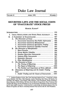 Securities Laws and the Social Costs of Inaccurate Stock Prices