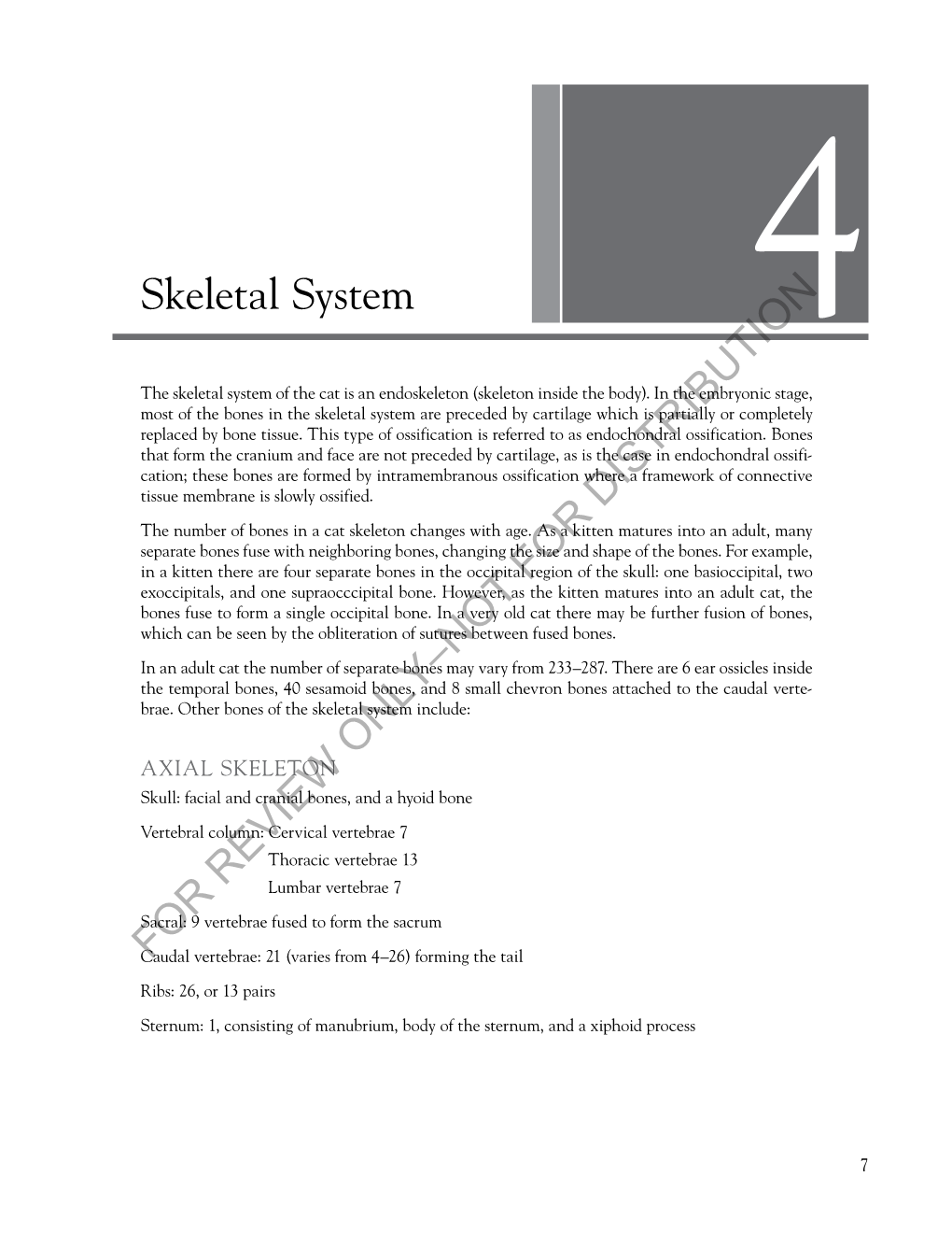 Skeletal System for REVIEW ONLY–NOT for DISTRIBUTION