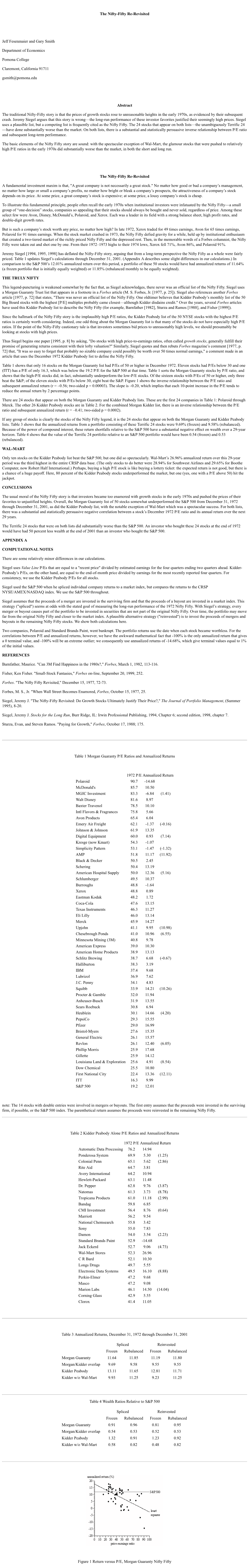 The Nifty-Fifty Re-Revisited Jeff Fesenmaier and Gary Smith