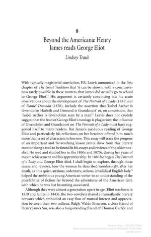 Beyond the Americana: Henry James Reads George Eliot Lindsey Traub