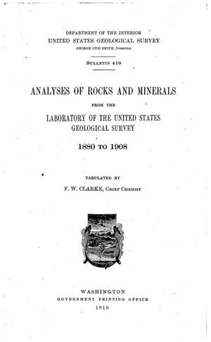 Analyses of Rocks and Minerals