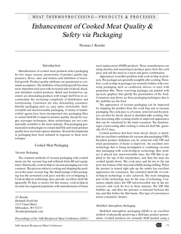 Enhancement of Cooked Meat Quality & Safety Via Packaging
