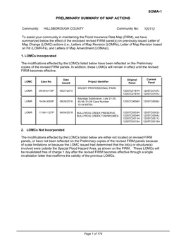 Soma-1 Preliminary Summary of Map Actions