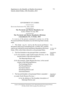 The Provincial and District Boundaries Act (Laws, Volume 16, Cap