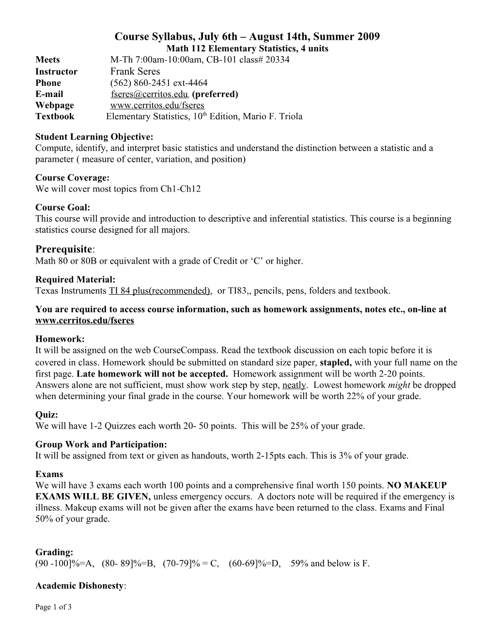 Math 112 Elementary Statistics, Spring 2006