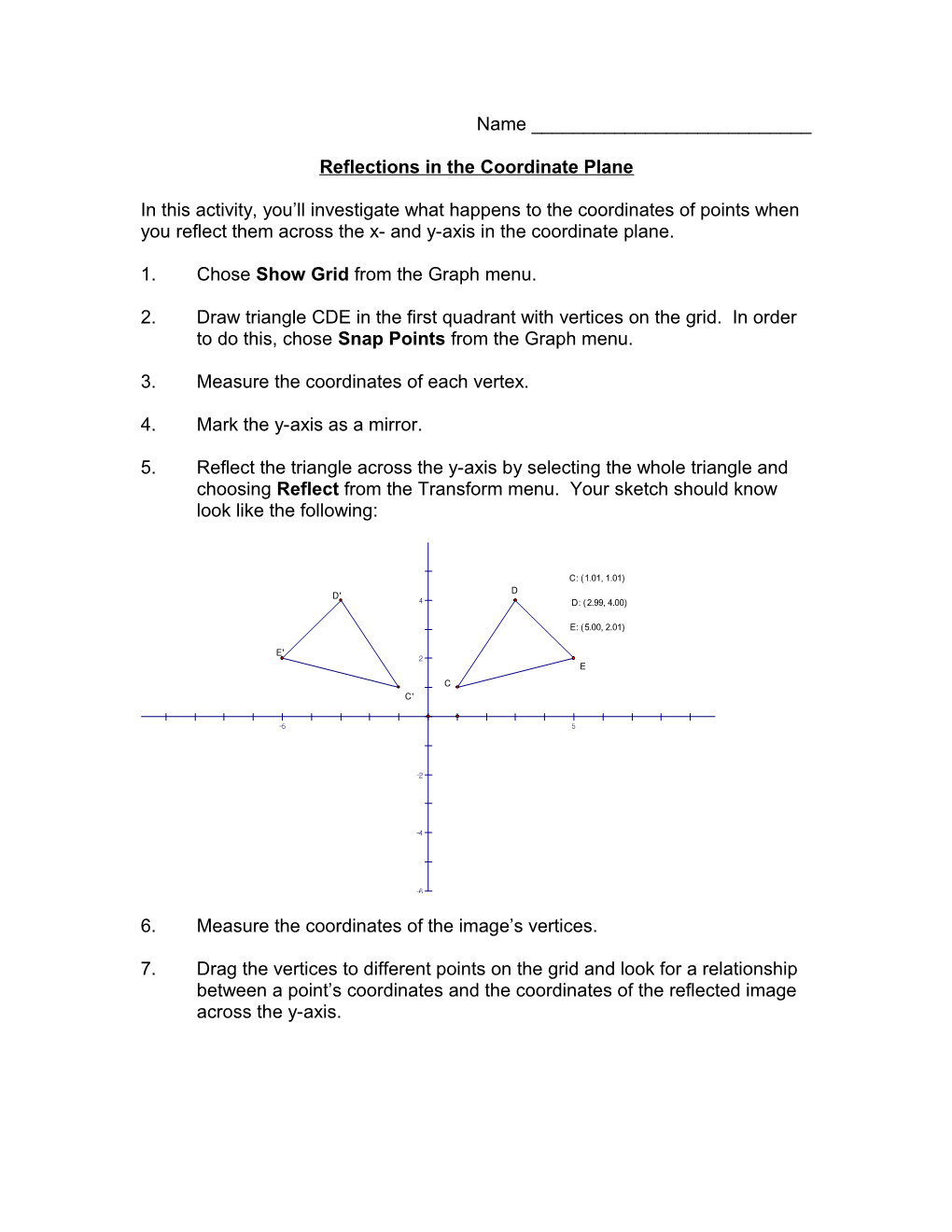 Reflections in the Coordinate Plane