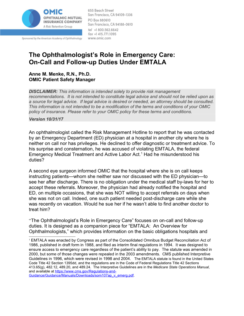 The Physician S Role in Post-Discharge Emergency Care