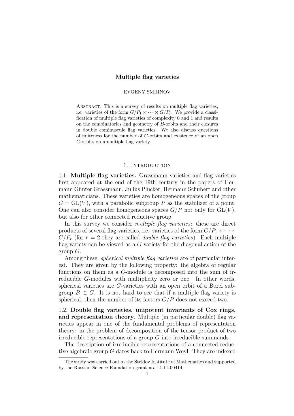 Multiple Flag Varieties and Tensor Product Decompositions 3.1