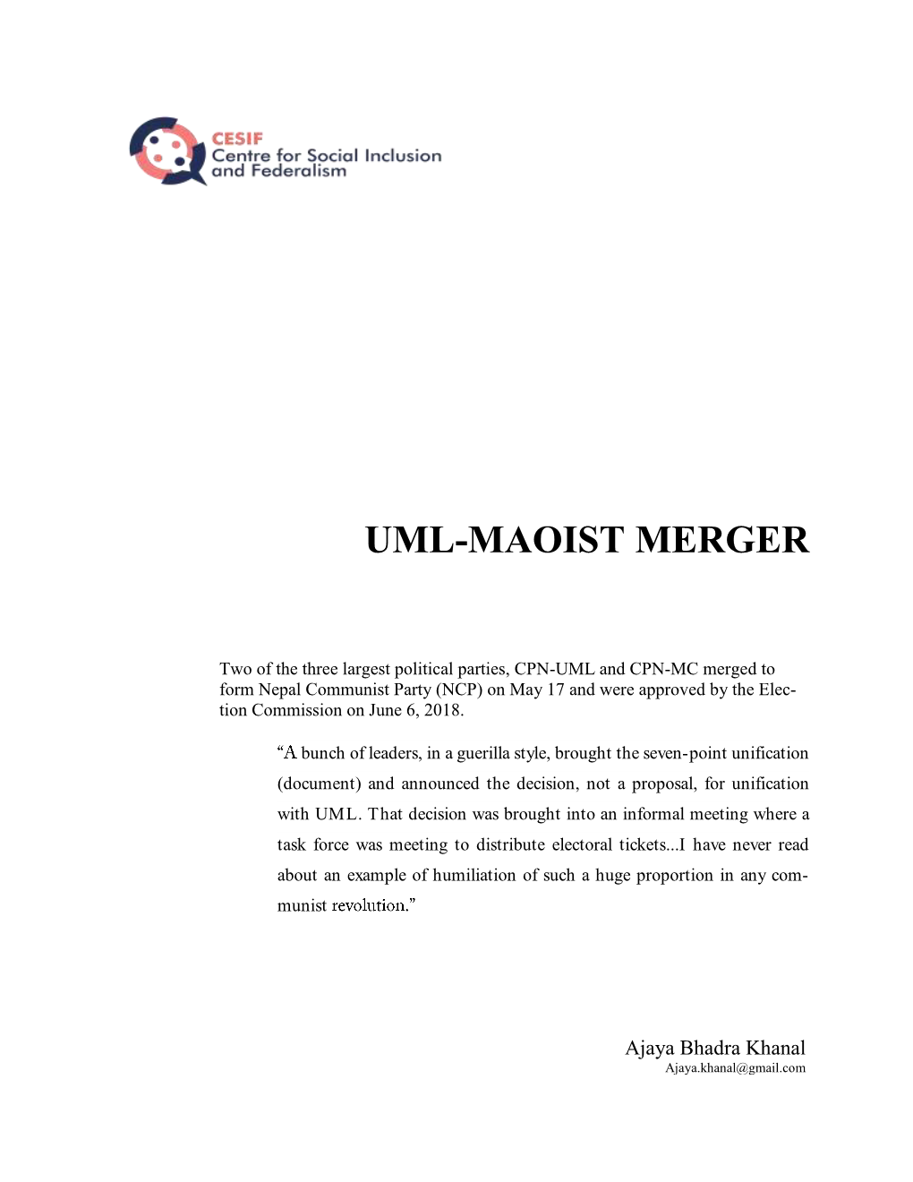 Uml-Maoist Merger
