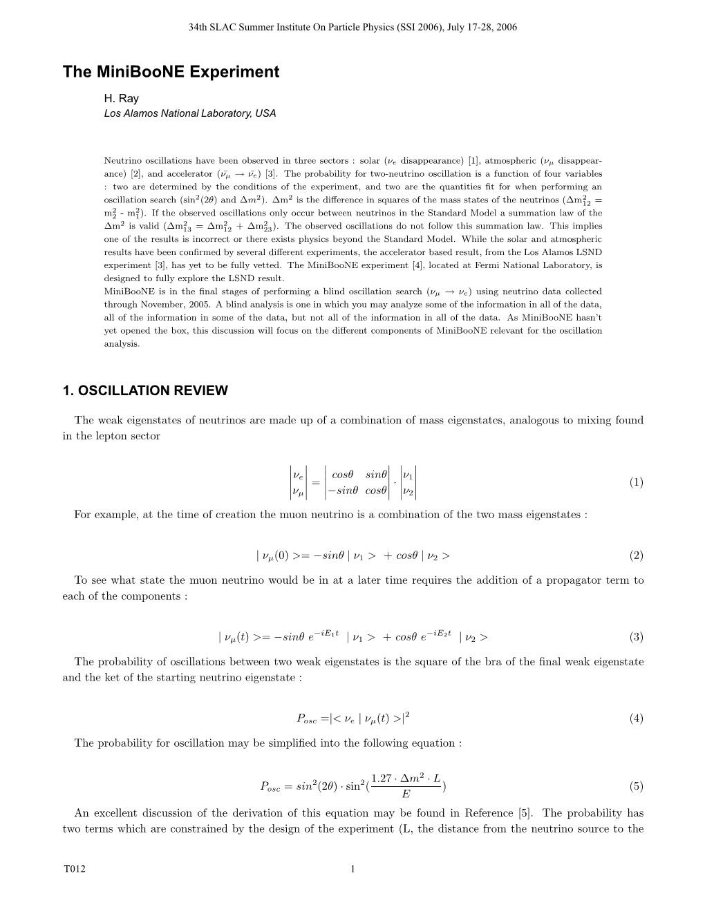 The Miniboone Experiment