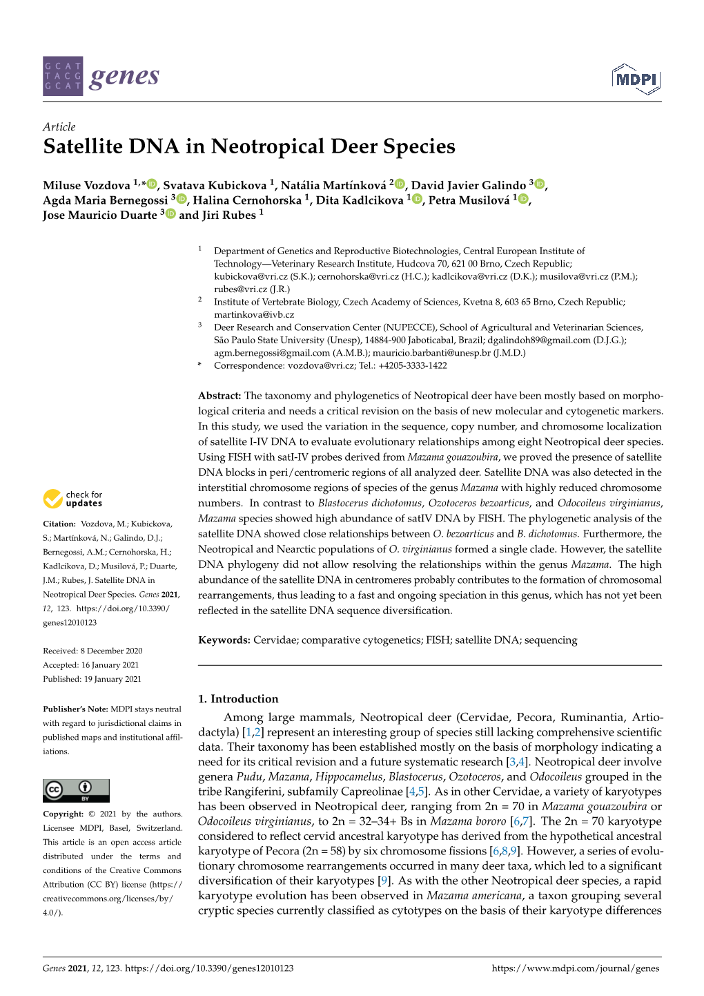 Satellite DNA in Neotropical Deer Species