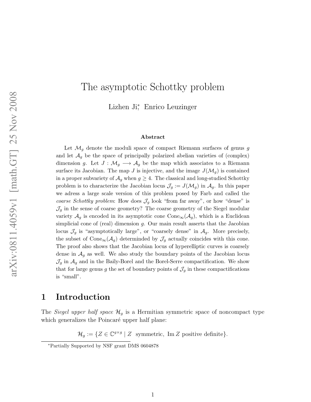 The Asymptotic Schottky Problem