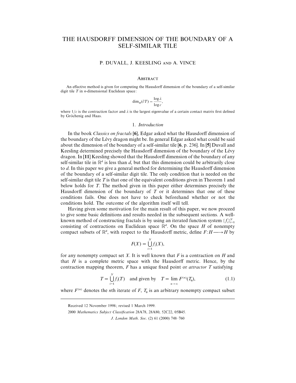 The Hausdorff Dimension of the Boundary of a Self-Similar Tile