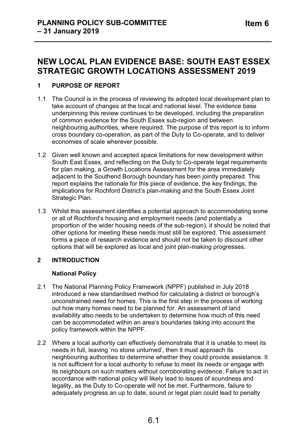 South East Essex Strategic Growth Locations Assessment 2019