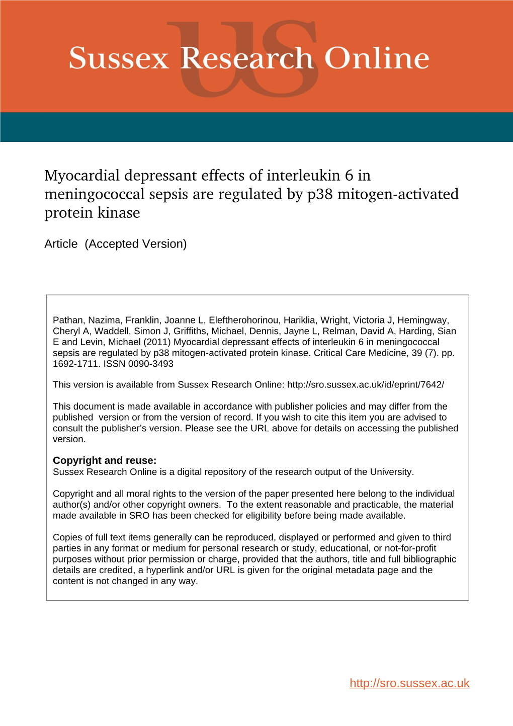 Identification of the P38 MAP Kinase Pathway As a Key Mediator and Therapeutic Target of Myocardial Depression in Meningococcal