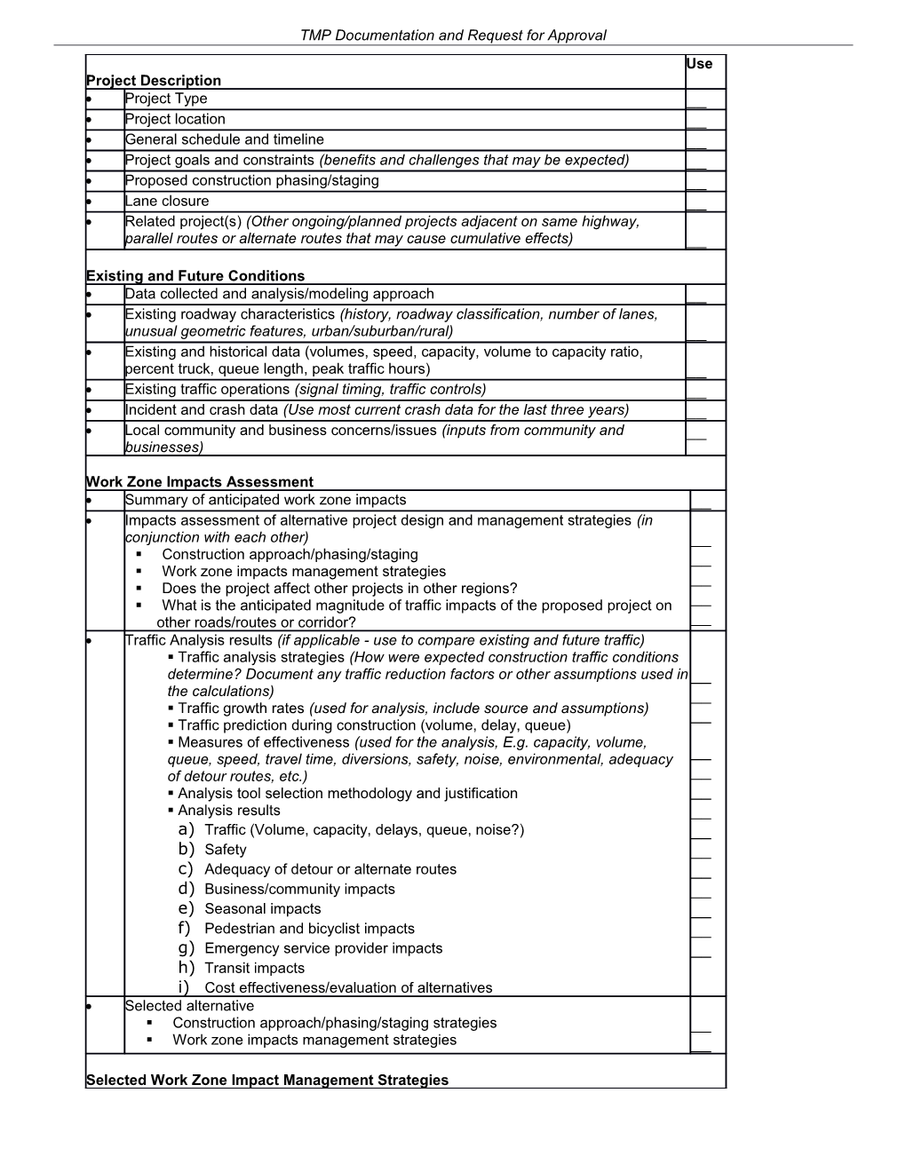 Attachments for FDM 11-50-5: Transportation Management Plan Process