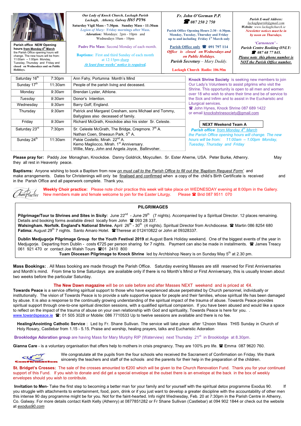 Mass Booking Are Made Through the Parish Office