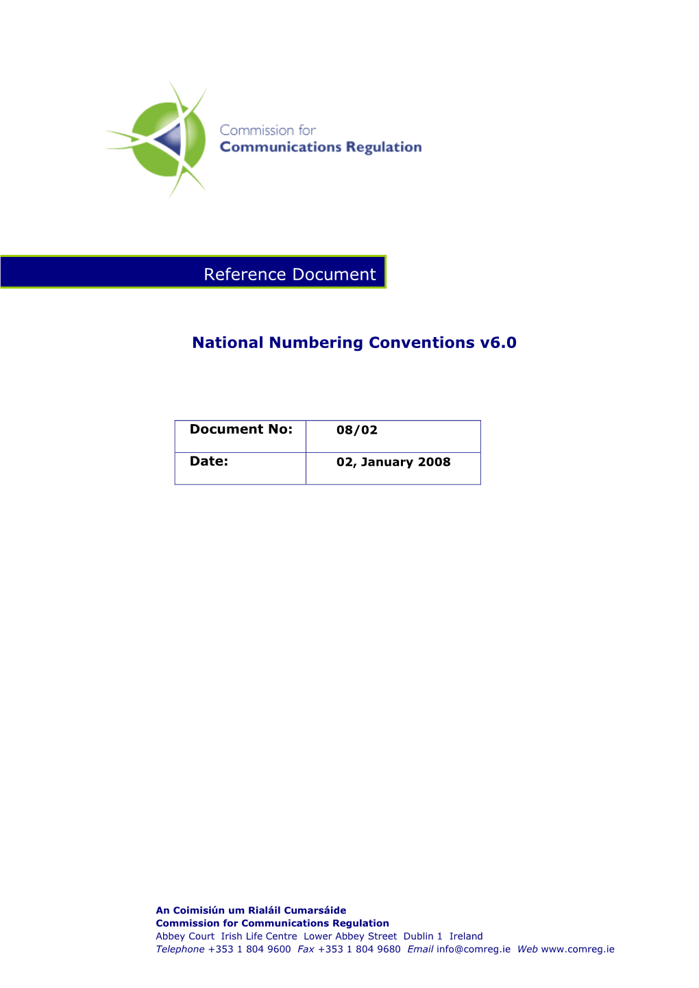 National Numbering Conventions V6.0