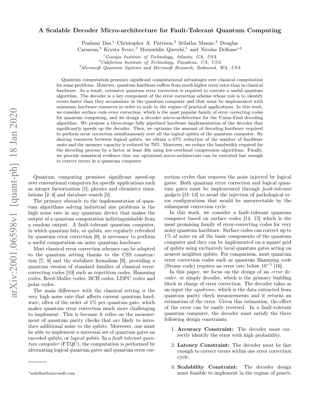 A Scalable Decoder Micro-Architecture for Fault-Tolerant Quantum Computing