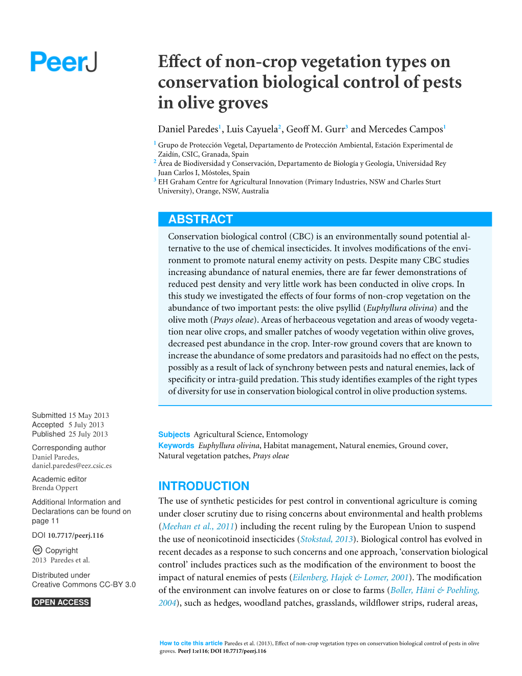 Effect of Non-Crop Vegetation Types on Conservation Biological Control Of