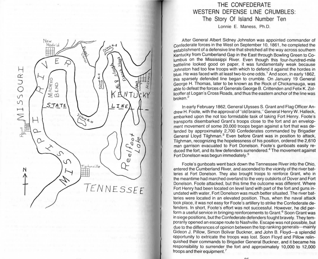 The Confederate Western Defense Line Crumbles: the Story of Island Number